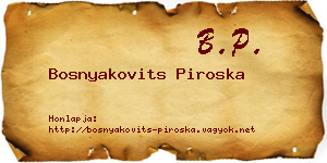 Bosnyakovits Piroska névjegykártya